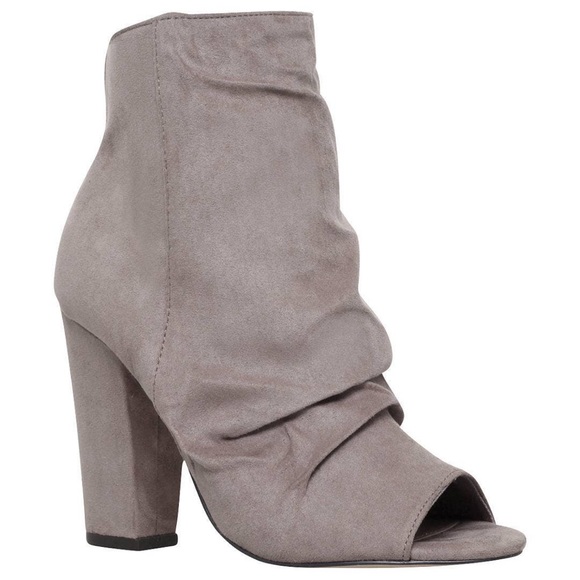 abulous Mocha Suedette peep-toe Boho  ankle boots - Picture 2 of 5